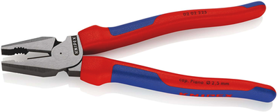 Alicates universales Knipex | mangos multicomponente | negro atramentado | longitud 225 mm | Blíster de tarjeta de autoservicio - 02 02 225 sb
