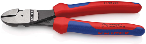 Alicates de corte lateral Knipex | 200 mm de longitud | mangos multicomponente | negro atramentado - 74 02 200 sb