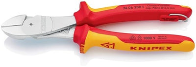 Alicates de corte lateral Knipex | longitud 200 mm | vth forma 0 con ojo de montaje | chaquetas multicomponentes | 1 pieza - 74 06 200 t - 74 06 200 t