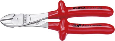 Alicates de corte lateral Knipex Power, aislamiento de inmersión cromado, homologado VDE 200 mm - 7407200