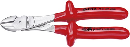 Knipex Power Tronchese laterale cromata per isolamento ad immersione, testata VDE 250 mm - 7407250