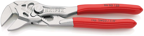 Alicates mini llave Knipex | 125 mm de longitud | alicates y llave en uno | recubierto de plástico - 86 03 125 sb