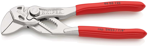 Alicates mini llave Knipex | 125 mm de longitud | alicates y llave en uno | recubierto de plástico - 86 03 125 sb
