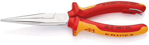 Pinza a punta piatta Knipex con tagliente laterale (pinza per telefono) | Lunghezza 200 mm | isolato | rivestimento multicomponente - 26 16 200 t bk