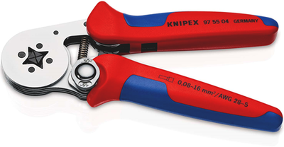 Alicates para engarzar Knipex preciforce® | mangos multicomponente | dorado | longitud 220 mm | Blíster de tarjeta autoservicio - 97 55 04 sb