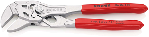 Alicates para llaves Knipex | 150 mm de longitud | alicates y llave en uno | recubierto de plástico | cromado - 86 03 150 sb