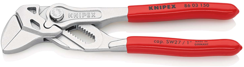 Alicates para llaves Knipex | 150 mm de longitud | alicates y llave en uno | recubierto de plástico | cromado - 86 03 150 sb