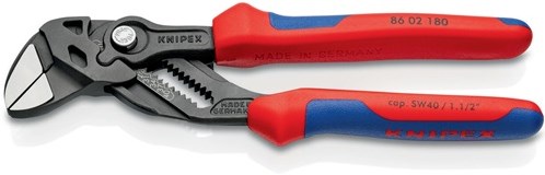 Pinza per chiavi Knipex | lunghezza 180 mm fosfatato nero | luce 40 mm guaine multicomponente | 1 pezzo - 86 02 180 - 86 02 180