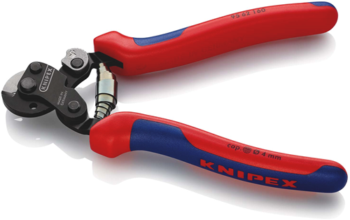 Cesoia per filo d'acciaio Knipex | per cavi molto resistenti | maniglie multicomponente | rosolato | lunghezza 160 mm - 95 62 160 sb