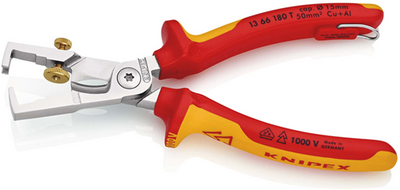 Knipex strix® stripping pliers with cable cutters | isolated | multi-component enclosures | VDE tested - 13 66 180 t