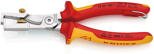 Knipex strix® striptangen met kabelschaar | geïsoleerd | meercomponenten-omhullingen | vde-getest - 13 66 180 t