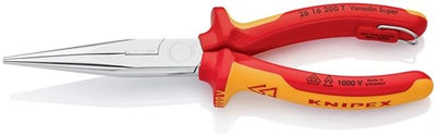 Pinza a becchi tondi piatti Knipex | lunghezza 200mm| vde dritto con occhiello di montaggio | giacche multicomponente | 1 pezzo - 26 16 200 t 26 16 200 t
