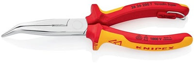 Pinza a becchi tondi piatti Knipex | lunghezza 200 mm forma 2 | VDE angolato di 40 gradi | giacche multicomponente | 1 pezzo - 26 26 200 t - 26 26 200 t