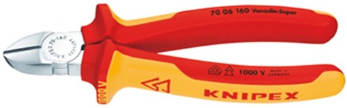 Alicates de corte lateral Knipex cromados. confort 160 mm vde - 70 06 160 sb - 7006160sb