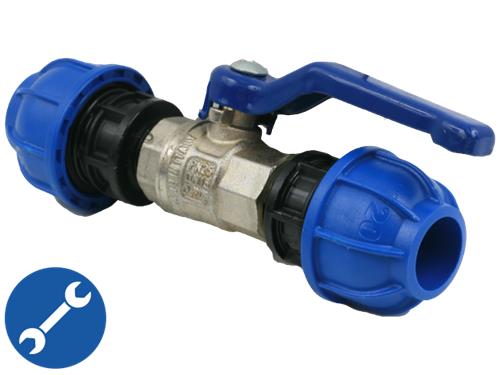 Alusic kogelafsluiter 2xø63mm buisopname