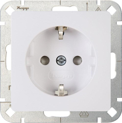 Enzo kopp hk05 arctic wit inbouw stopcontact ra + kinderbeveiliging - 4621500