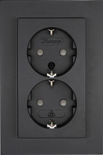 Kopp hk07 presa da incasso antracite ra doppia + blocco sicurezza bambini - 4623115