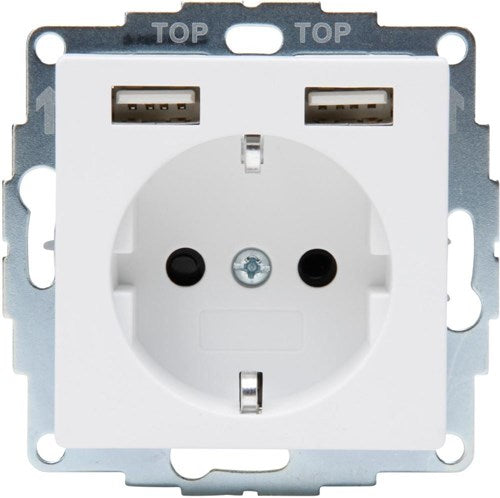 Enzo kopp hk07 pure mat wit inbouw stopcontact ra met 2x usb - 4624115