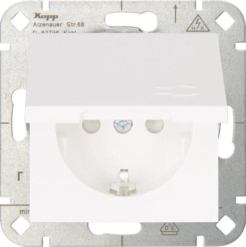 Kopp hk07 presa da incasso ra bianco puro opaco con coperchio + blocco sicurezza bambini - 4624150