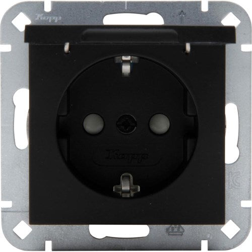 Kopp hk07 presa da incasso ra nero opaco puro con coperchio + blocco sicurezza bambini - 4624650