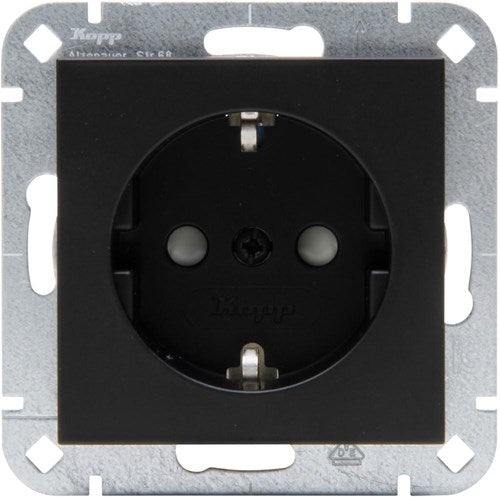 Enzo kopp hk07 pure mat zwart inbouw stopcontact ra + kinderbeveiliging - 4624610