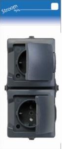 Enzo kopp swd opbouw stopcontact ra dubbel horizontaal antraciet - 6628240