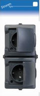 Enzo kopp swd opbouw stopcontact ra dubbel horizontaal antraciet - 6628240
