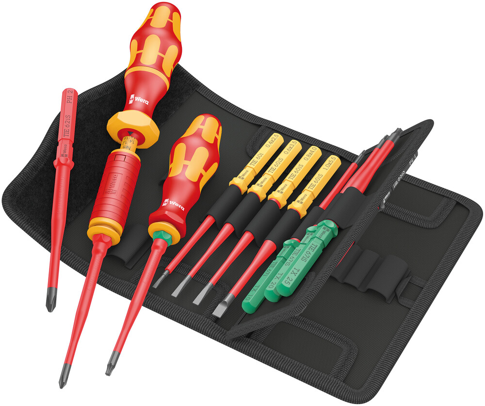 Wera kraftform kompakt vde 16 torque extra slim 1 tool finder schroevendraaier (rood geel, 16‑delig)
