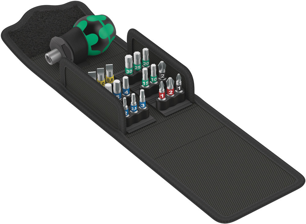 Wera kraftform kompakt stubby 1, 19-delig bitset (zwart groen)