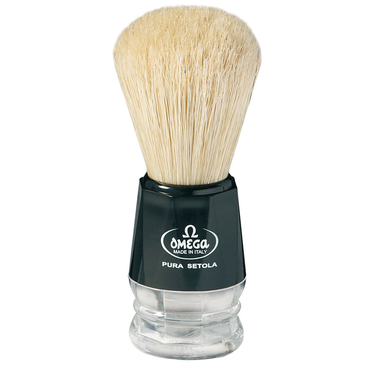 Brocha de afeitar omega cerda de cerdo mango negro 10cm