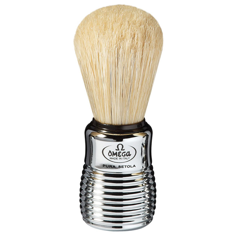 Brocha de afeitar omega cerda de cerdo mango acanalado cromado 11cm