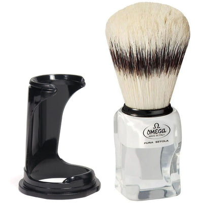 Omega shaving brush pig bristles with badger hair effect transparent + standard 11cm