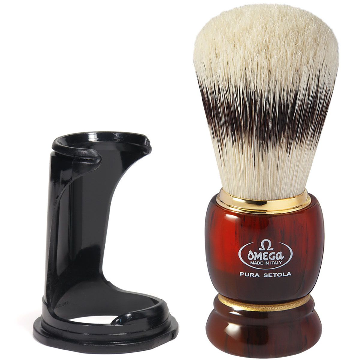 Pennello da barba Omega in setola di maiale con manico in resina effetto pelo tasso + standard 11cm