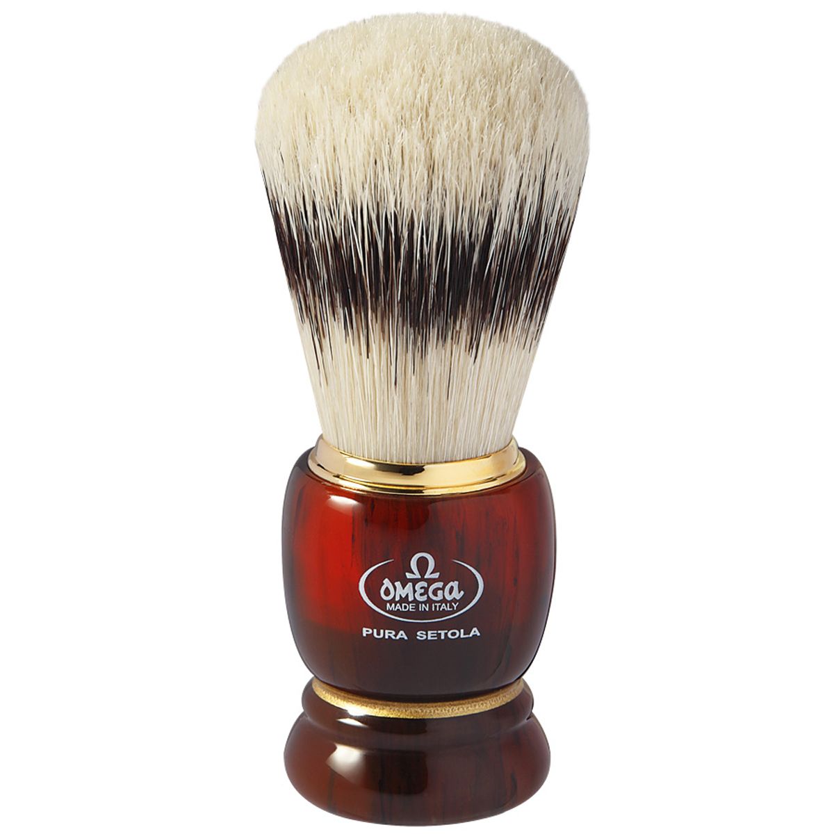 Pennello da barba Omega in setola di maiale con manico in resina effetto pelo tasso + standard 11cm