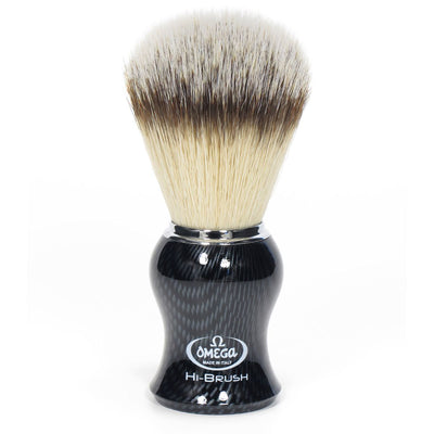 Omega shaving brush hi-brush synthetic hair with badger hair effect carbon fiber handle 11cm