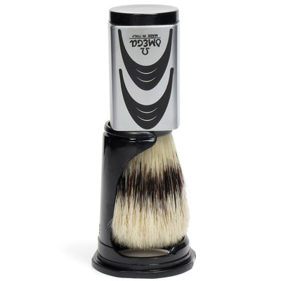 Omega shaving brush hi-brush pig bristles with badger hair effect gray handle + standard 11.5cm