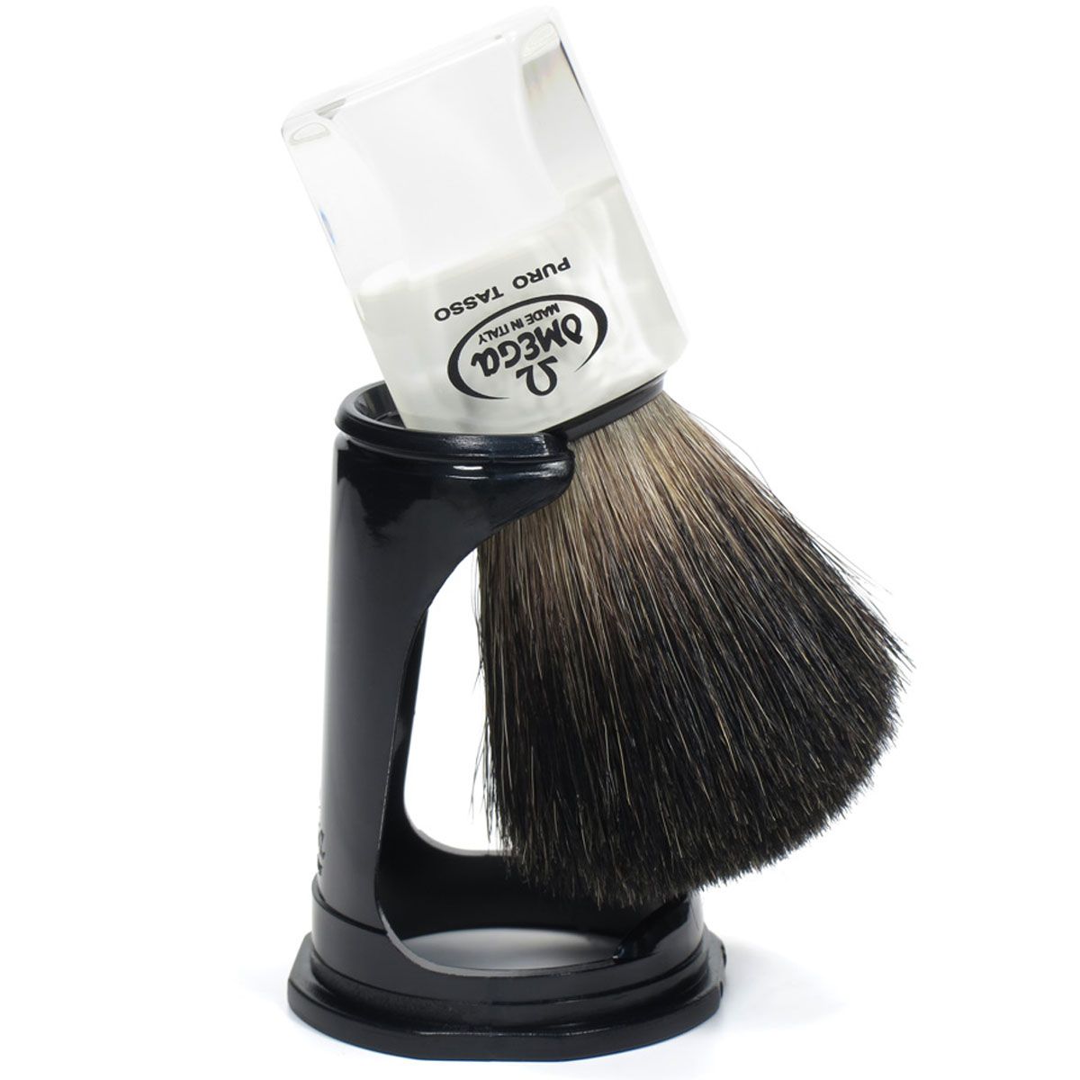 Pennello da barba Omega 100% tasso nero trasparente + standard 9,5 cm
