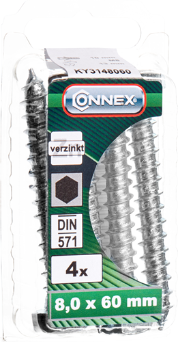 Bullone filetto legno Connex (6k) 8x60 4 pz vz - ky3148060
