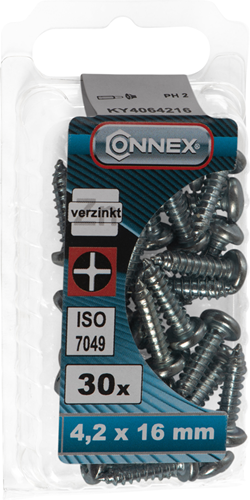 Connex sheet metal screw pank 4.2x16 30 pcs vz - ky4064216
