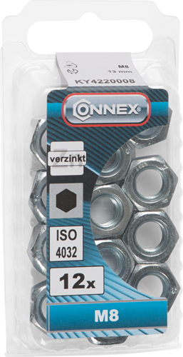 Tuerca hexagonal Connex m8 12uds vz - ky4220008