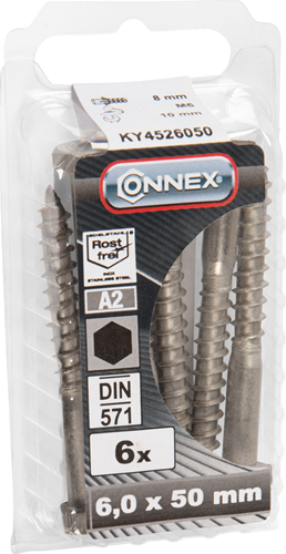 Bullone filettato legno Connex (6k) 6x50 6pz a2 - ky4526050