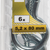Tornillo gancho tendedero connex 5,2x80*6uds vz - ky5180080