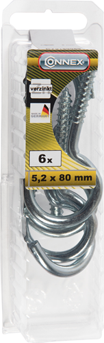 Tornillo gancho tendedero connex 5,2x80*6uds vz - ky5180080