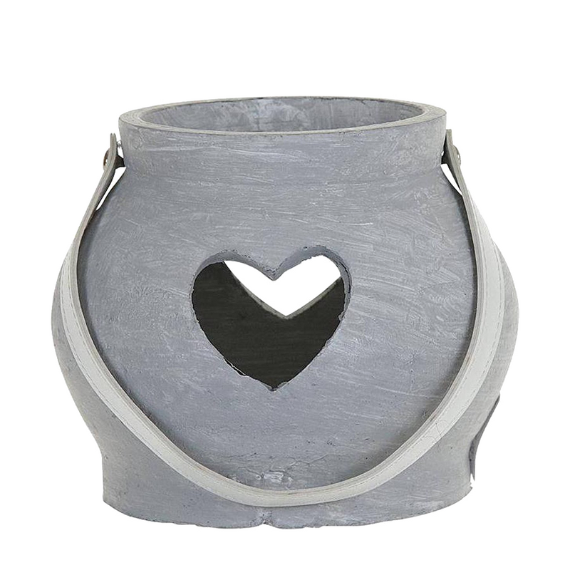 Lanterna niva cuore grigio ø15x13cm