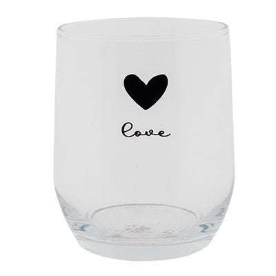 Clayre eef drinking glass heart ø8x9cm 300ml