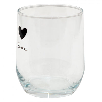 Clayre eef drinking glass heart ø8x9cm 300ml