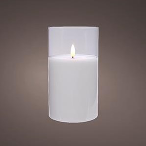 Vela parpadeante LED de cristal 7,5x12,5cm blanca - 5509660