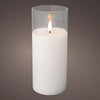 Candela tremolante a LED in vetro 7,5x17,5 cm bianca - 5509670