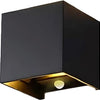 Lampada da parete a LED 2x3w up down quadrata nera 2700k + sensore - 5082077