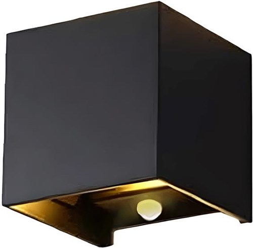 Lampada da parete a LED 2x3w up down quadrata nera 2700k + sensore - 5082077